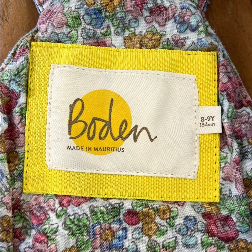 Mini boden rainbow embroidered denim overalls girls 8-9 years
